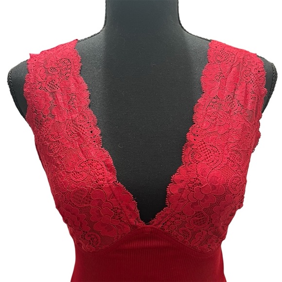 Cider XS Wine Burgundy Lace Y2K Babydoll Coquette Romantic Feminine Top - Picture 3 of 9